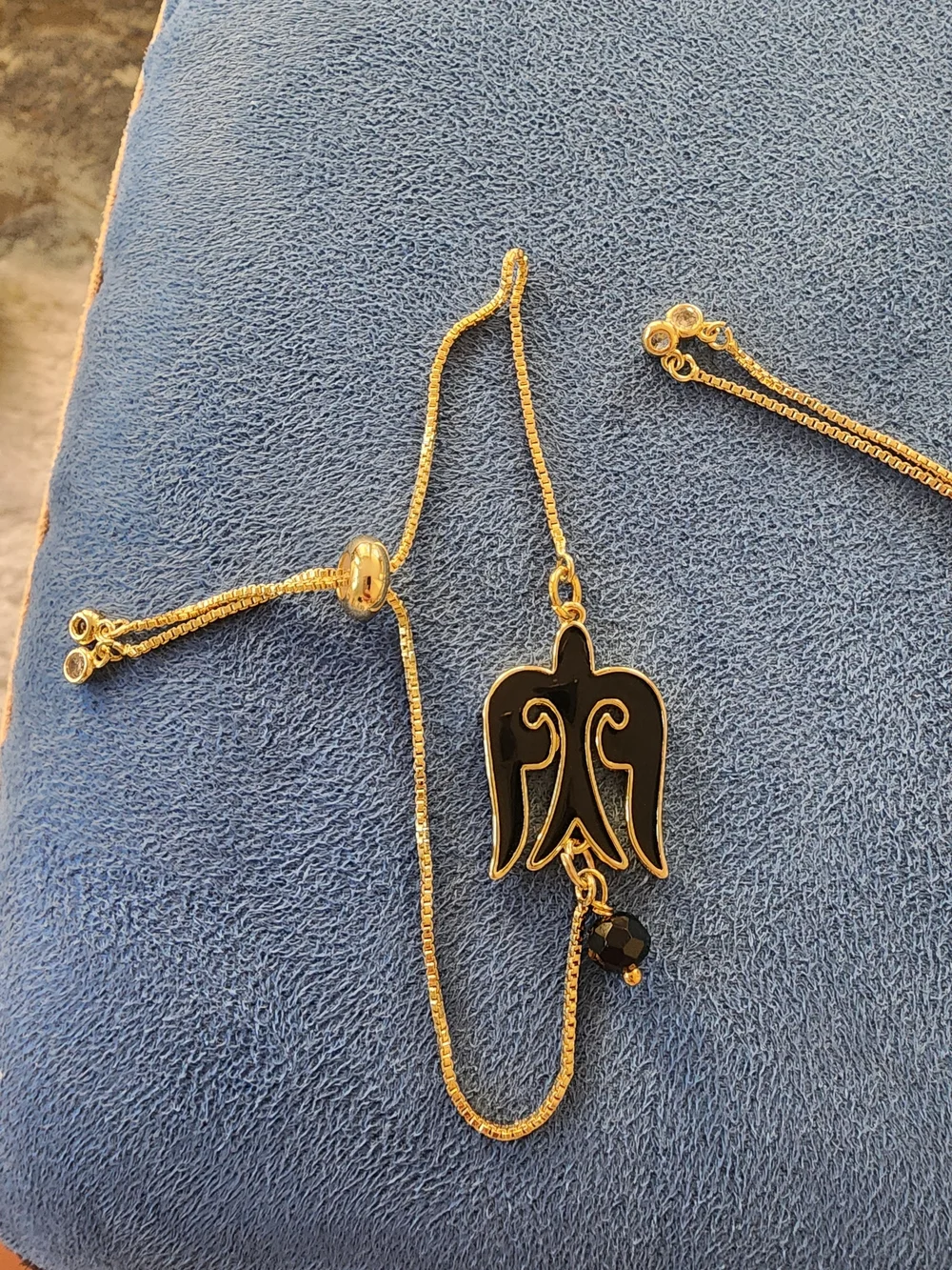 Kazakh Ornament Black & Gold Adjustable Bracelet